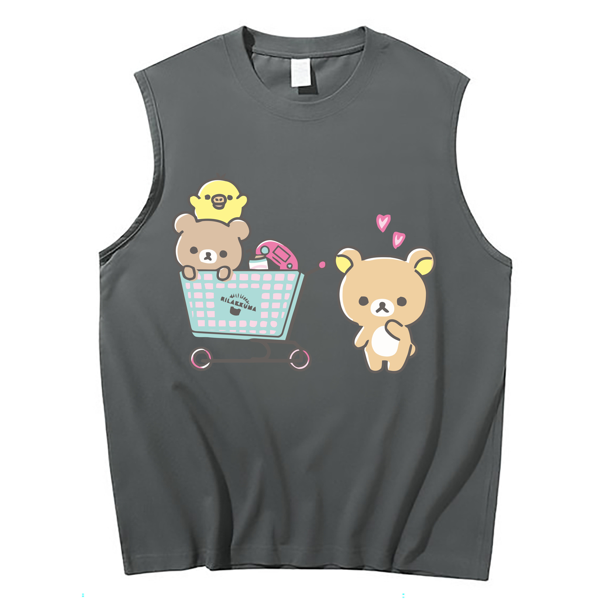 （画像用） リラックマ リラックマ キイロイトリ Rilakkuma Korilakkuma Kiiroitori コットン100％タンクトップ（フロントプリント）